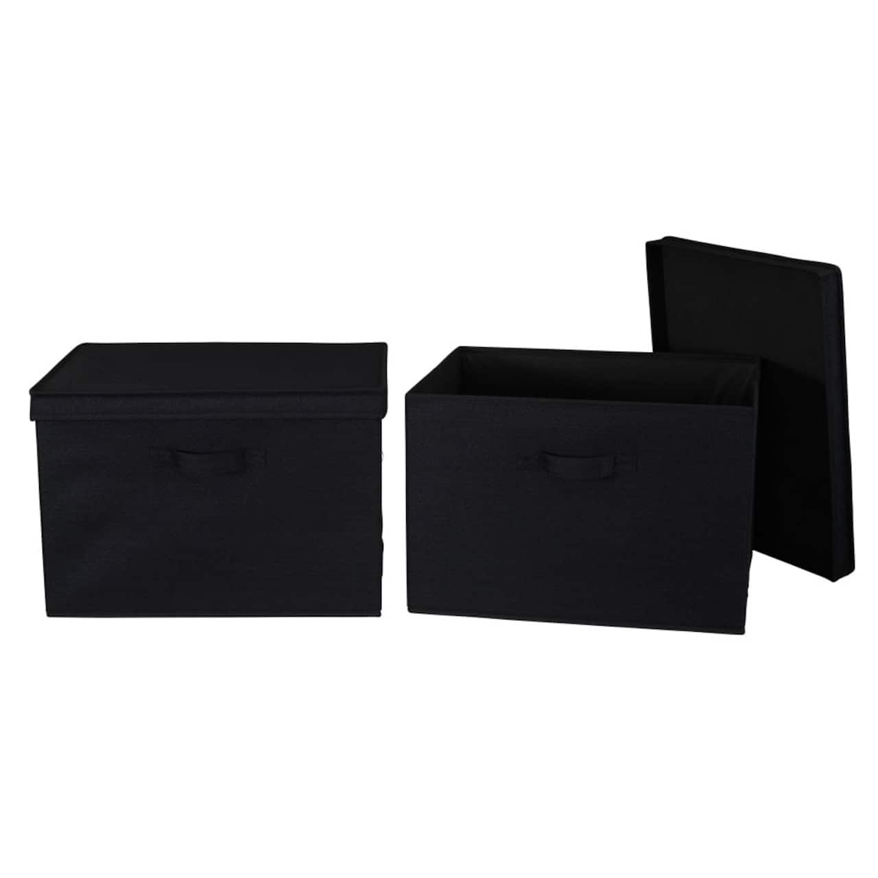 Household Essentials Canvas Storage Boxes with Lids, 2ct.